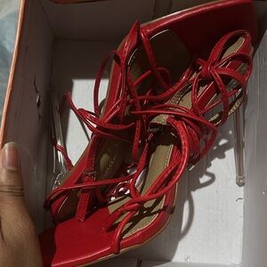 Red Strappy Heels by Red